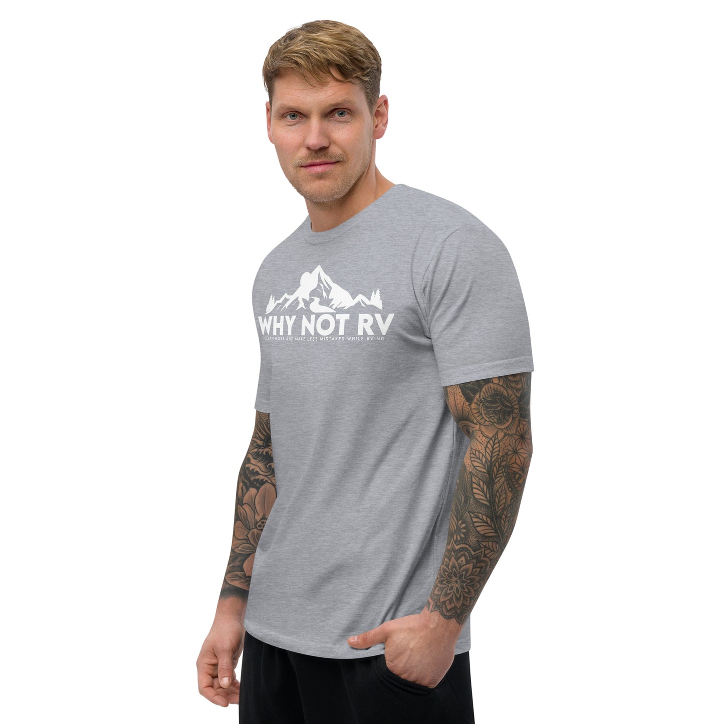 Why Not RV Learn logo Fitted Short Sleeve T-shirt
