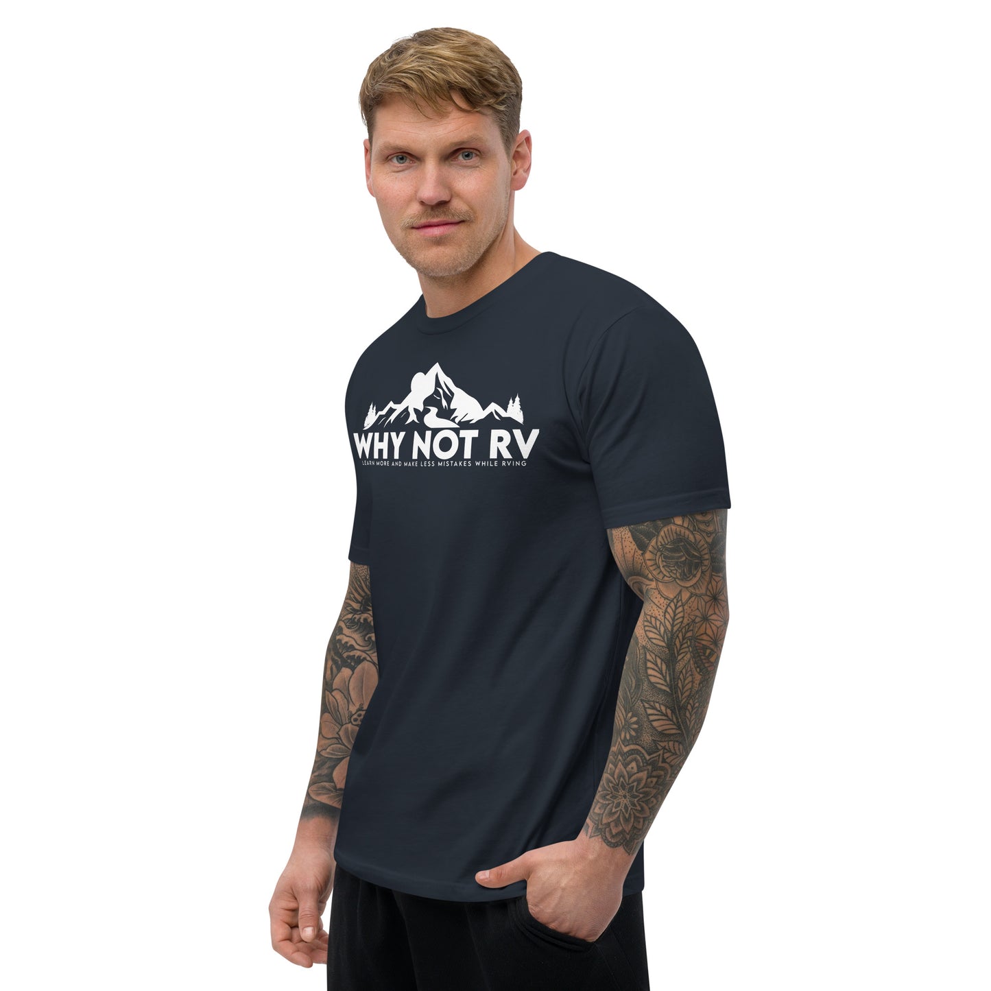 Why Not RV Learn logo Fitted Short Sleeve T-shirt