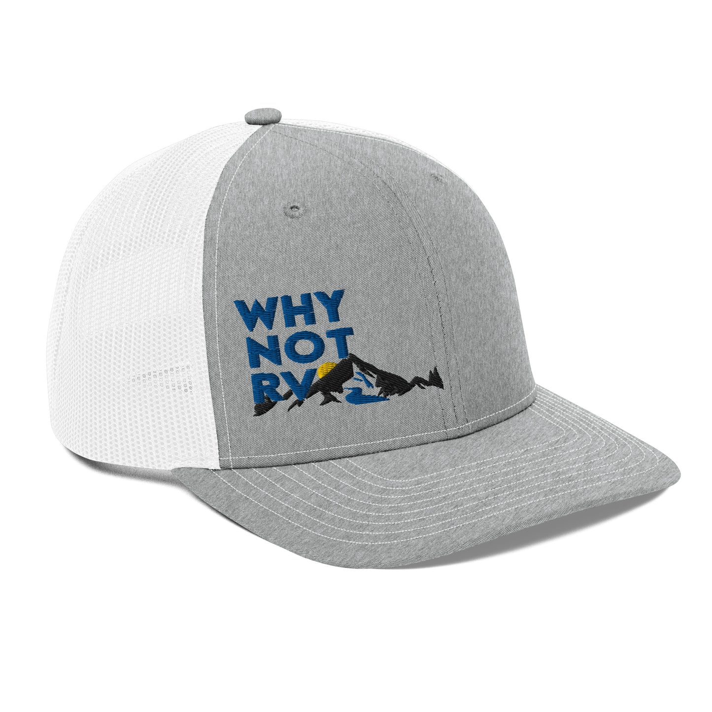 Why Not RV Stacked Black logo Trucker Cap
